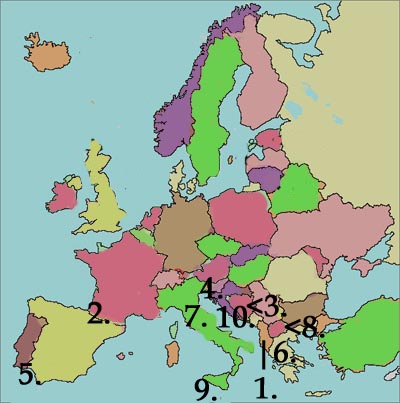 europe map quiz. Southern Europe - Map Quiz